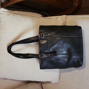 Vintage Coach Small Black Leather Tote